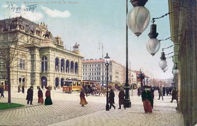 Kaerntnerring og den kejserlige og kongelige opera i Wien, 1908 af Austrian School