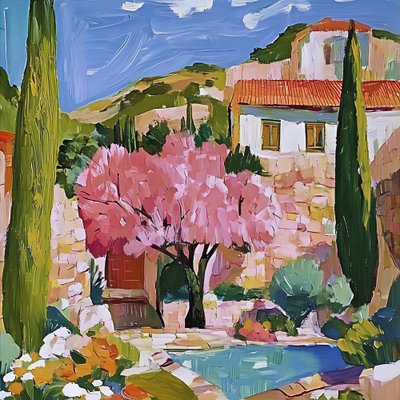 Pink Blossom Landsby af Avanesova Elena