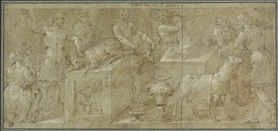 Aeneas og hans ledsagere forbereder dyr til ofring af Avanzino Nucci