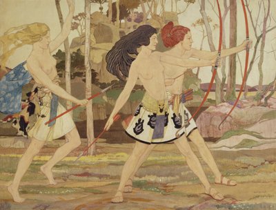 Amazoner (akvarel og tempera på papir) af Averil Mary Burleigh