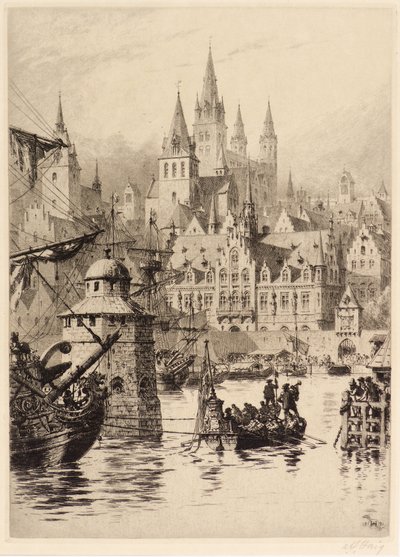 Gotiske tårne og flod, Köln af Axel Haig
