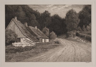 Danish: Bondehus ved skoven af Axel Holm