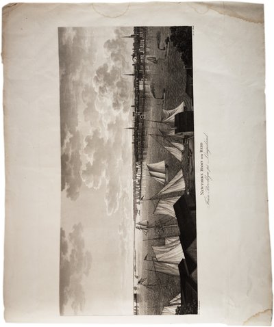 New York Harbour, fra Brooklyn til Long Island, fra et atlas over USA, 1824 (akvatint) af Axel Leonhard Klinckowström