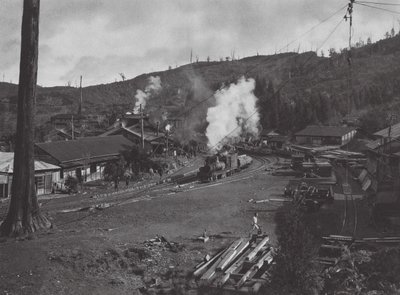 Japan: Numanohira, transport af tømmer (s/h-foto) af Axel von Graefe