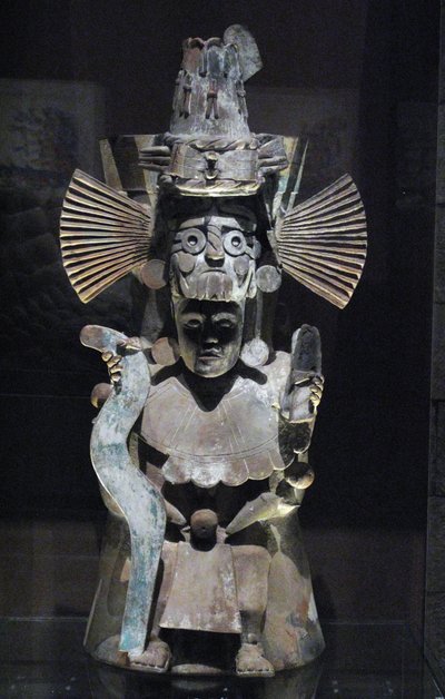 Røgelsebrænder i form af guden Tlaloc, Tlahuac, sen postklassisk periode, ca. 1500 af Aztec