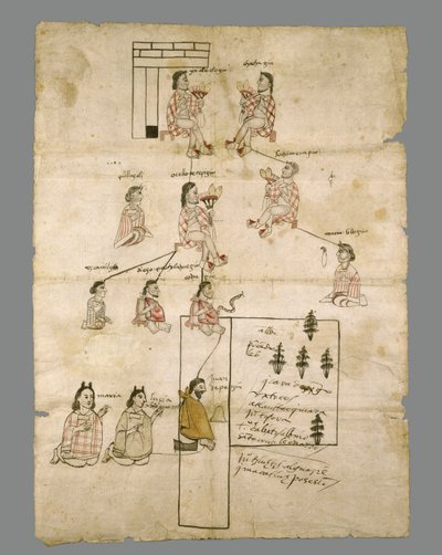 Side af Aztec Land Record, ca. 1575 (blæk på papir) af Aztec