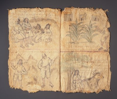 Techialoyan Codex, Coyotepec Coyonazco, Mexico (pigment og blæk på papir) af Aztec
