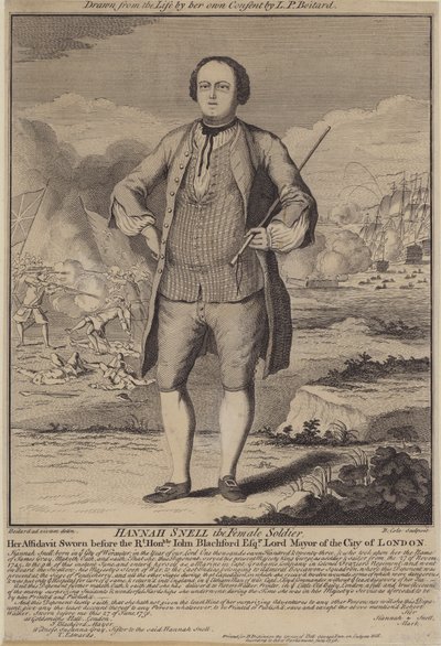Hannah Snell, den kvindelige soldat (gravering) af B. Cole