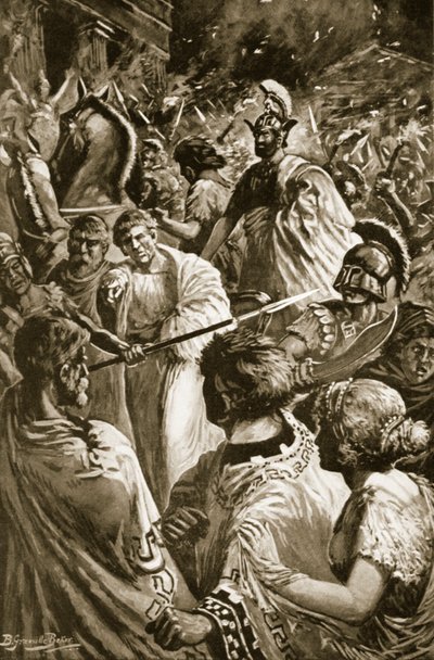 Sækken i Olynthus, 348 f.Kr., illustration fra 