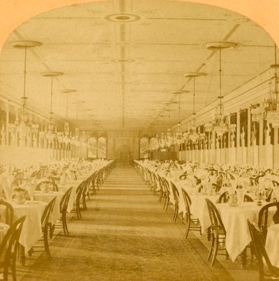 Dining Hall, Grand Union Hotel, Saratoga, største spisesal i verden, 1882. af B. W. Kilburn