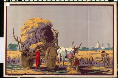 Paddy Field, sarjasta "Burma: A Rich Resources" (väri litho) af Ba Nyan