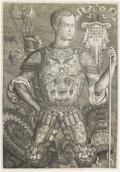 Cosmo I de Medici, graveret af Niccolo della Casa (fl. C.1543-48) af Baccio (after) Bandinelli