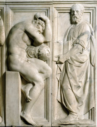 Profeten og Ignudo Lavt marmorrelief af Baccio Bandinelli (1493-1560) af Baccio Bandinelli