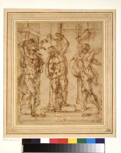 The Flagellation (pen og brunt blæk på papir) af Baccio Bandinelli