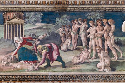 Deucalion og Pyrrha, der kaster med sten af Baldassarre Peruzzi