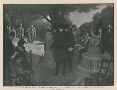 Pastorale skuespil i Regents Park: en forestilling i rampelyset af en Midsommernatsdrøm (stik) af Balliol (after) Salmon