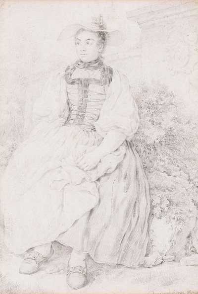 Berner folkedragtspige. af Balthasar Anton Dunker