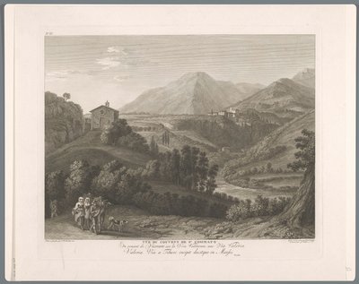 Udsigt over San Cosimato Udsigt over klosteret St. Cosimato (titel på objekt) Suite med VI Udsigt over Roms omgivelser (...) (serietitel) af Balthasar Anton Dunker