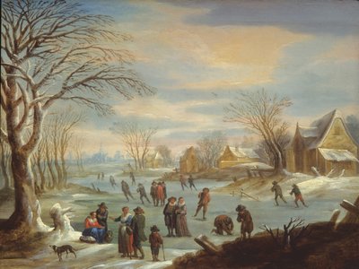 Vinterlandskab med skatere af Balthasar Beschey