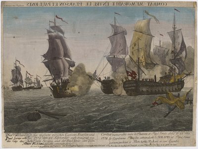 Combat Memorable between the Pearson and Paul Jones..., ca. 1780 (gravering) af Balthasar Friedrich Leizelt