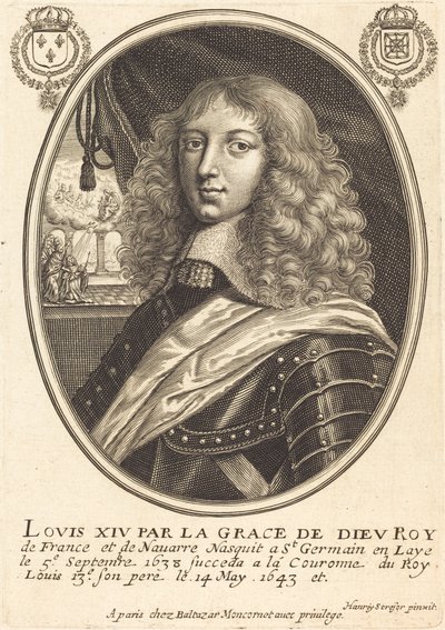 Ludvig XIV, konge af Frankrig af Balthasar Moncornet after Henry Stresor
