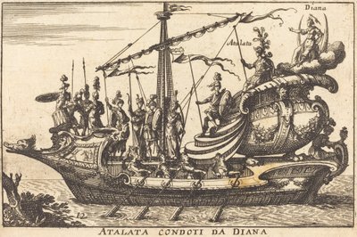 Atalanta ledet af Diana af Balthasar Moncornet after Remigio Cantagallina