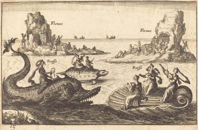Gudinder ved floden af Balthasar Moncornet after Remigio Cantagallina