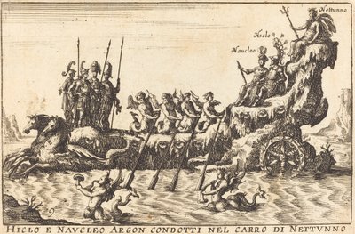 Hiclo og Naucleus Argon førte i Neptuns vogn af Balthasar Moncornet after Remigio Cantagallina