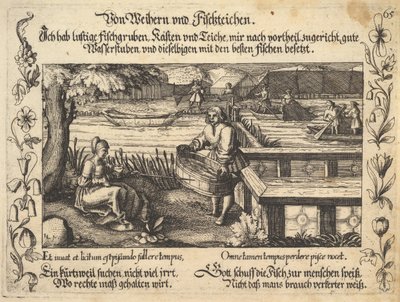 Af damme og fiskedamme, illustration fra Petrarch, Glück und Unglück Spiegel, figur..., 1652. af Balthasar Schwan