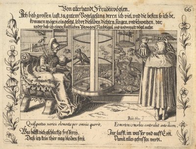 Fra alle slags glade fugle, illustration fra Petrarch, Glück und Unglück Spiegel, figur..., 1652. af Balthasar Schwan