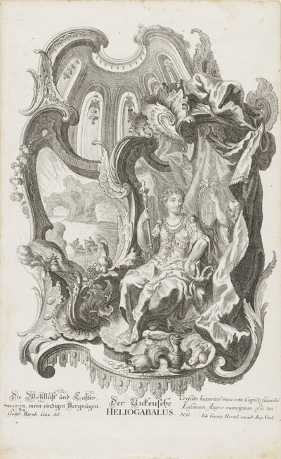 Den ukyske Heliogabalus Den ukyske Heliogabalus (titel på objekt) Allegoriske figurer (serietitel) af Balthasar Sigmund Setletzky