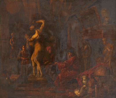 I kunstnerens studie (olie på lærred) af Balthasar van den (attr.to) Bossche