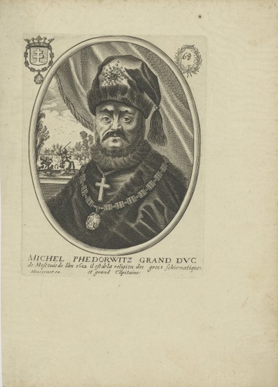 Portræt af zaren Michail I Fyodorovich af Rusland 1596-1645, um 1640-1650. af Balthazar Moncornet