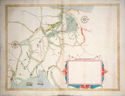 Det centrale Irland, Dublin til Sligo, ca. 1600 (lagt på linned) af Baptista Boazio