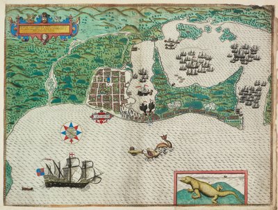 Kort over Cartagena af Baptista Boazio