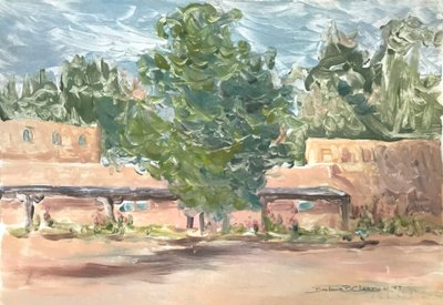 Adobe Serenity 2, ca. 1980-2000 (monotypi akryl, blandede medier på papir) af Barbara Cleary