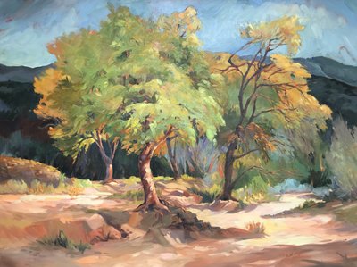Fall on the Rio Grande Beto Junction, 2001 (olie på lærred) af Barbara Cleary