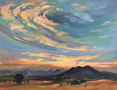 Taos Mountain New Mexico, ca. 1980-2000 (olie på lærred) af Barbara Cleary