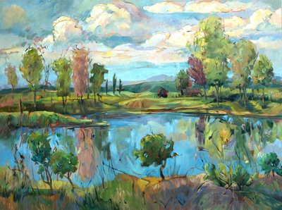 The Pool, ca. 1990-2005 (olie på lærred) af Barbara Cleary