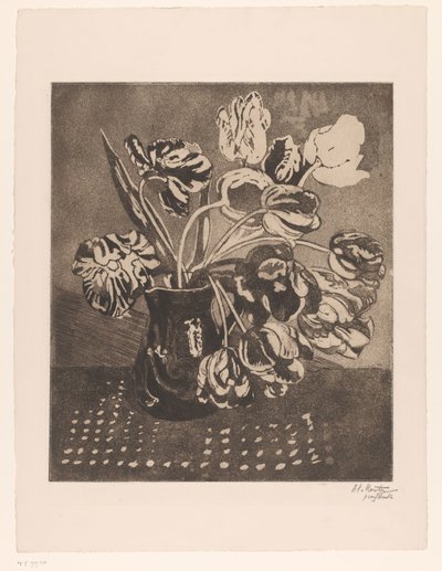 Tulipaner i en kande af Barbara Elisabeth van Houten (signed by artist)