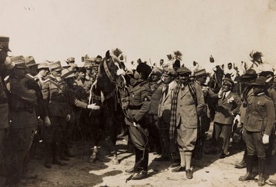 Benito Mussolini med sin fascist og Italo Balbo i Libyen i Tripoli (s/h foto) af Barbera La