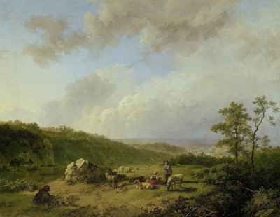 Landskab med et truende regnvejr af Barend Cornelis Koekkoek