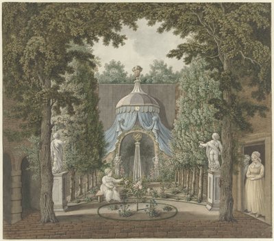 Teaterscene i en byhave af Barend Hendrik Thier
