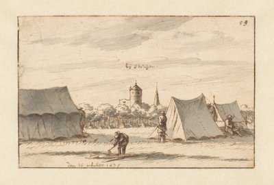 Lejr af Army of Willem III nær Sint-Truiden, Limburg af Barend Klotz (attributed to)