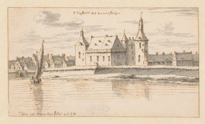 Udsigt over slottet Ravenstein, Nordbrabant af Barend Klotz (attributed to)