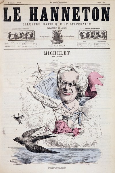 Tegnefilm Jules Michelet - af Gedeon i "" Le Hanneton"" 08/08/1867 af Baril Gedeon