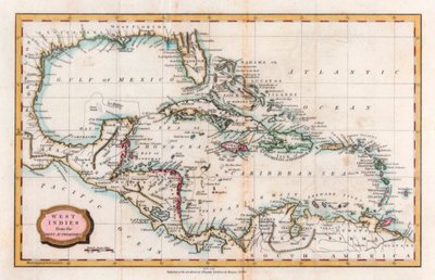Kort over Vestindien, 1700-tallet. af Barlow