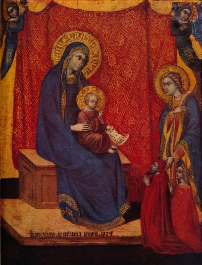 The Madonna Enthroned and Two Donors in Adoration, 1374 af Barnaba da Modena