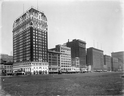 Bygninger på Michigan Avenue fra Balbo Street til Van Buren Street, Chicago, Illinois, USA, ca. 1905 (s/h-foto) af Barnes and Crosby