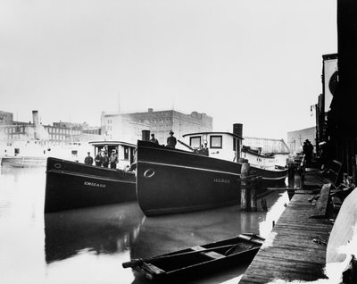 Chicago og Illinois brandbåde, Chicago, Illinois, USA, ca. 1905 (s/h foto) af Barnes and Crosby